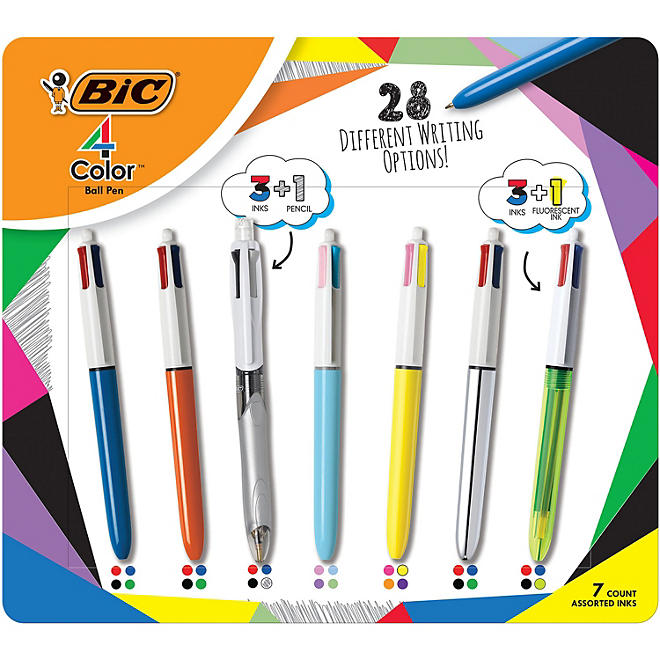 BIC 4 Color Ballpoint Pen, Medium Point (1.0mm), 4 Colors in 1 Set of  Multicolor Pens, 3-Count Pack of Refillable Pens for Journaling and  Organizing