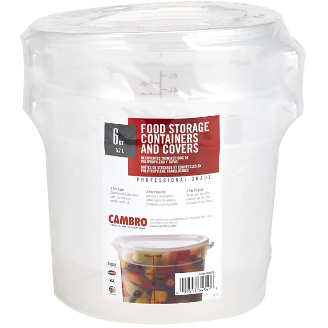 Cambro 1 Qt. White Round Polyethylene Food Storage Container