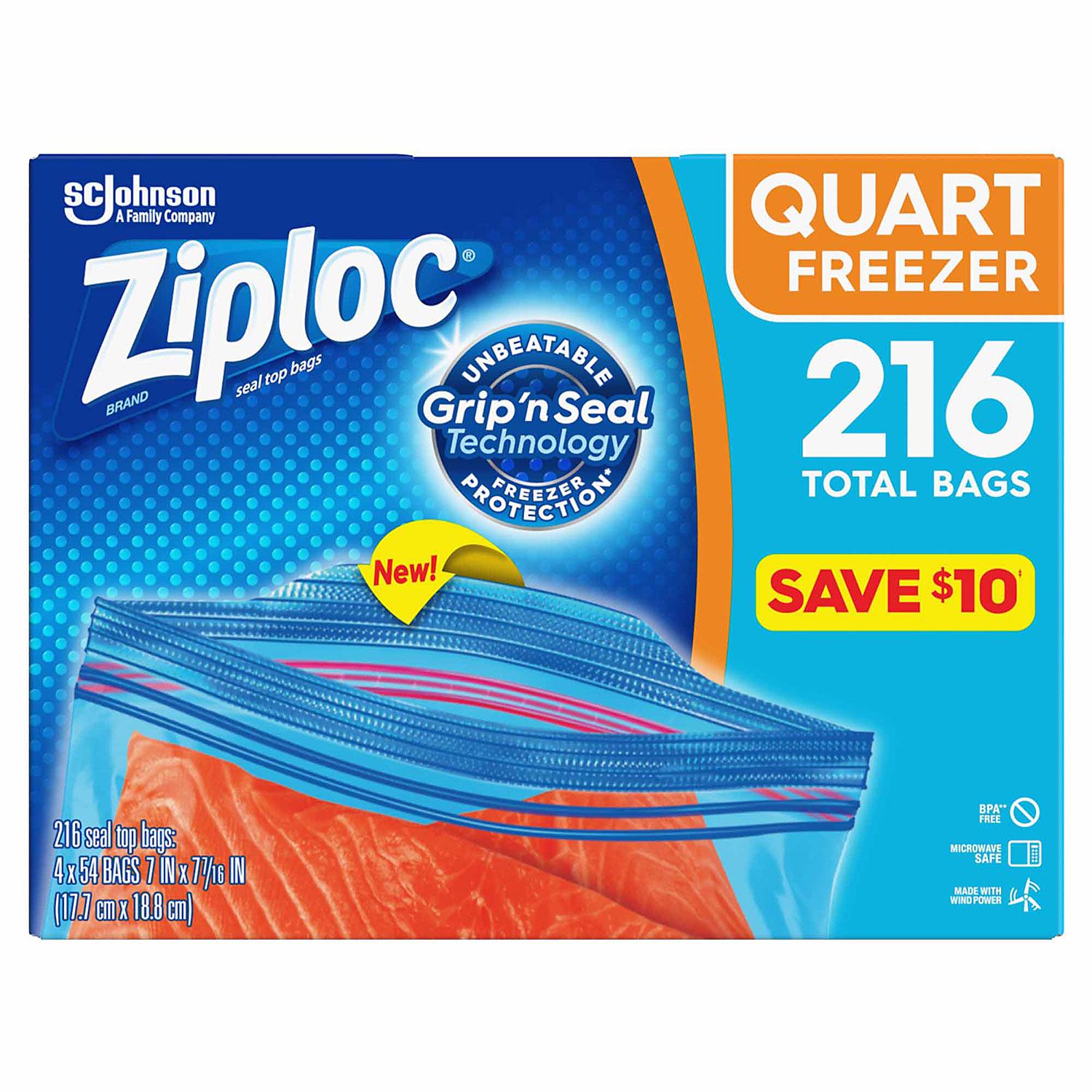  Ziploc Double Zipper Freezer Gallon Bags, Total: 152