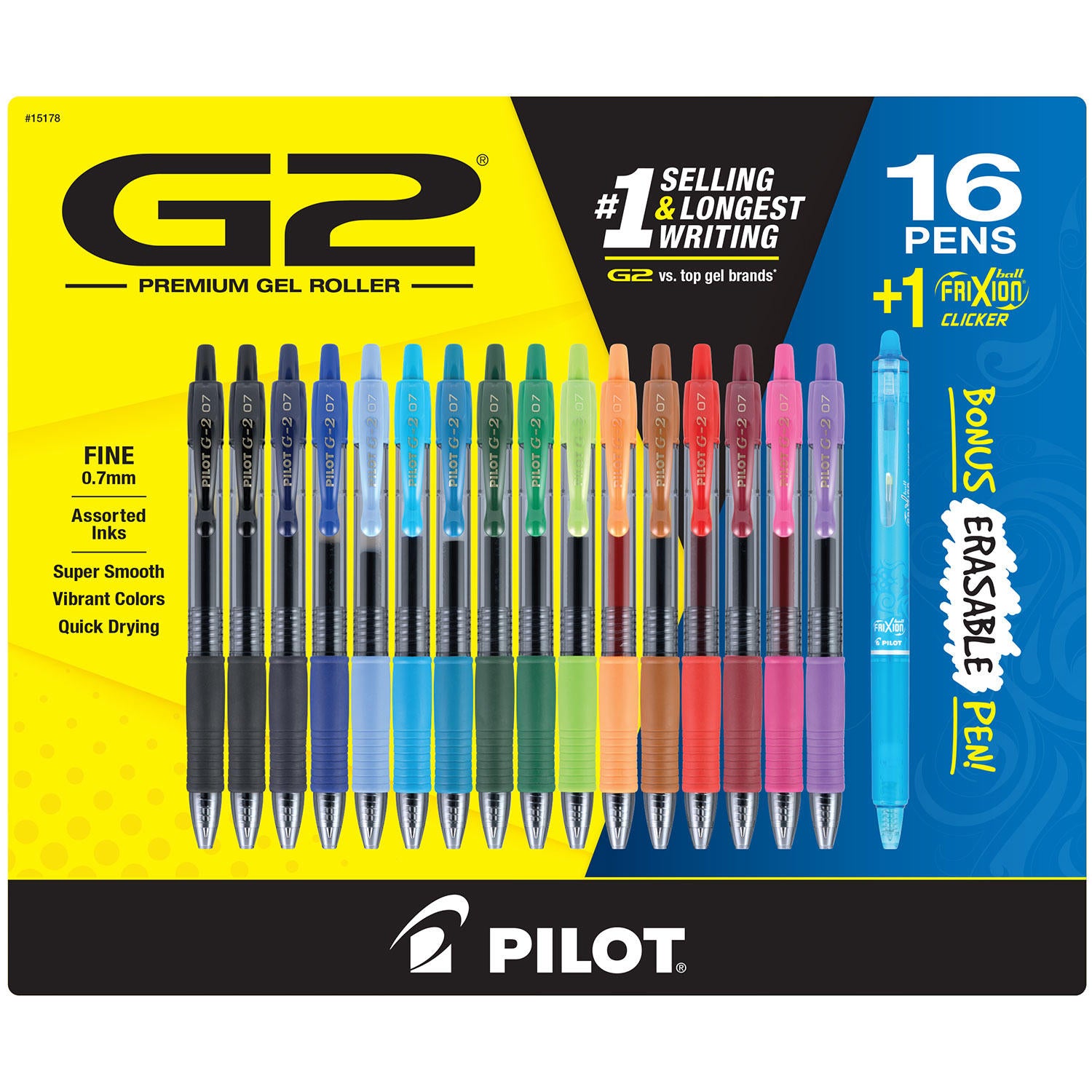 Pilot G2 Pens, Premium Gel Roller, Fine Point, Black Ink - 5 pens