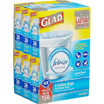 Glad® White Garbage Bags, X-Small 15 Litres, Febreze Fresh Clean
