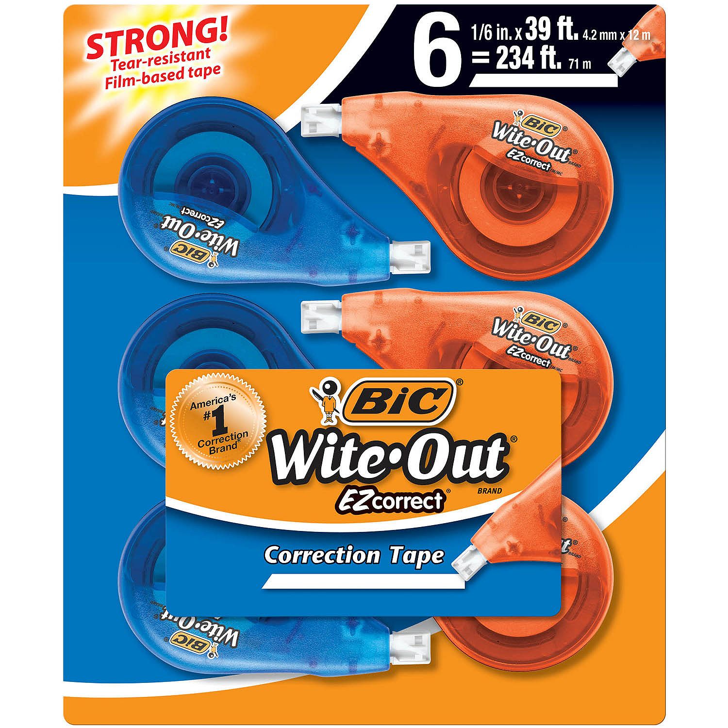 Bic Wite-Out Brand Ez Correct Correction Tape, Fast, Clean And Easy To Use,  White Correction