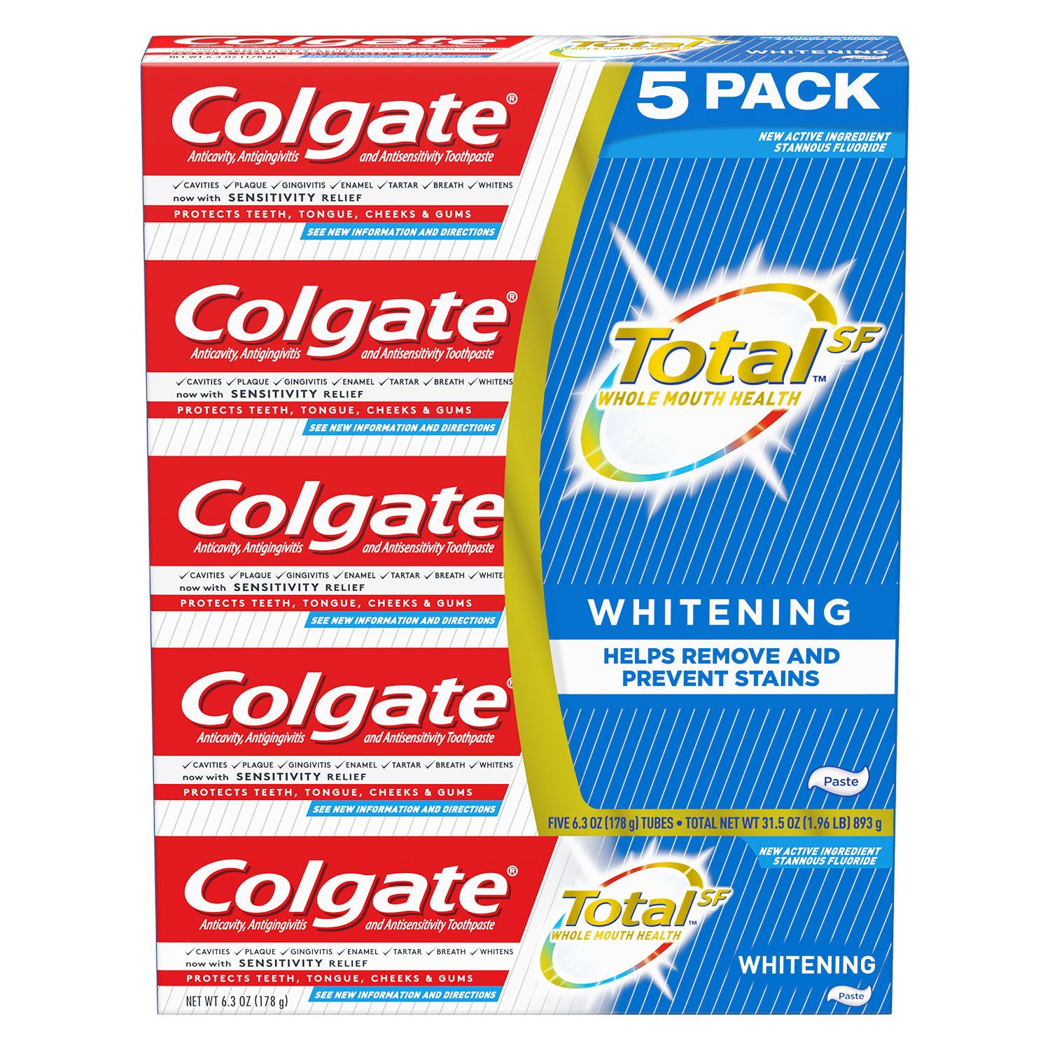 Colgate Total Whitening Gel Toothpaste - 6.0 oz - 5 Pack