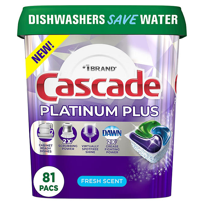 Cascade Platinum Plus ActionPacs Dishwasher Detergent Pacs, Fresh Scen