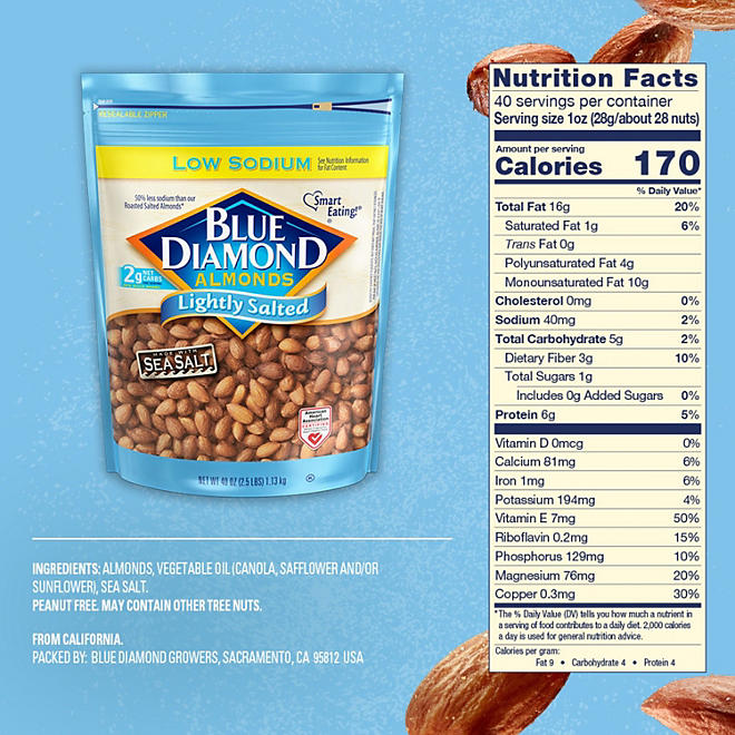 Blue Diamond Lightly Salted Whole Almonds, 40 oz.