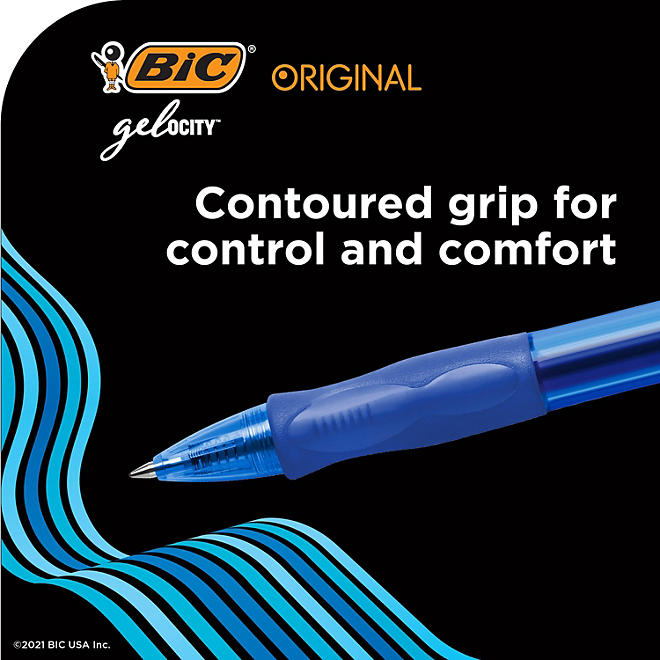 BIC Gel-ocity Original Black Gel Pens, Medium Point (0.7mm), 4-Count Pack,  Retractable Gel Pens With Comfortable Grip