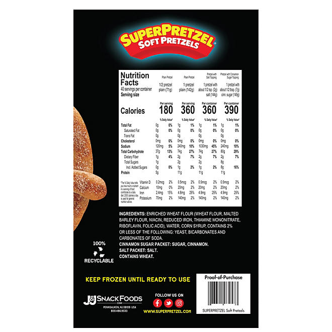 SuperPretzel Soft Pretzels, King Size, Frozen (20 ct.)