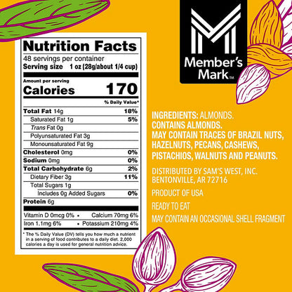 Member's Mark Natural Whole Almonds, 3 lbs.