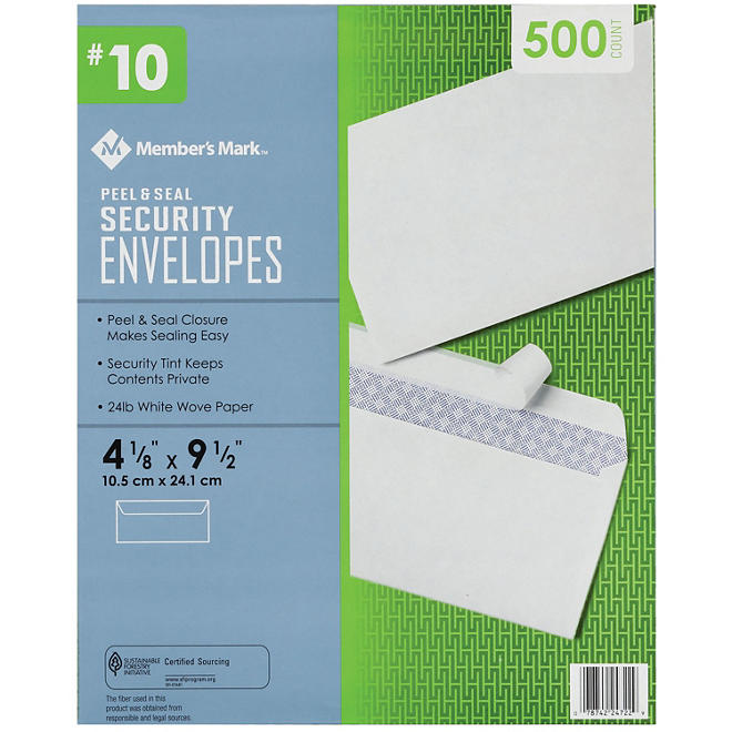 Member's Mark Envelope #10, Peel and Seal (500 ct.)