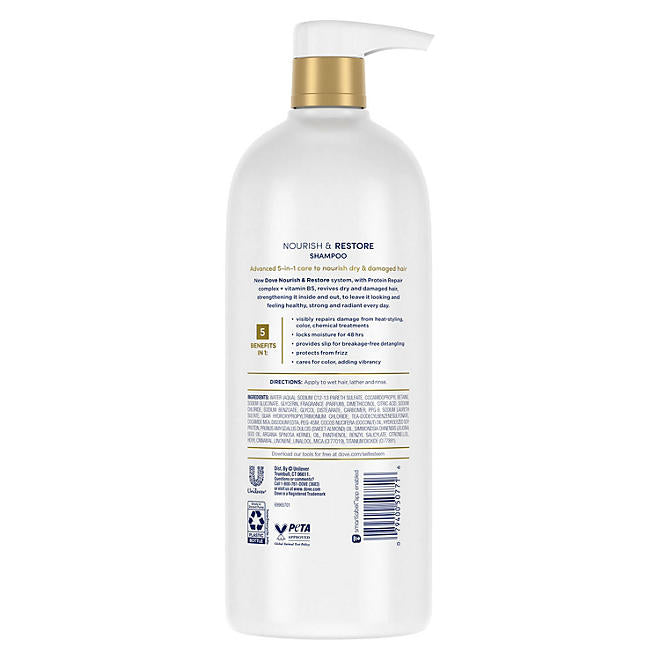 Dove Nourish & Restore 5-in-1 Shampoo, 33.8 fl. oz.