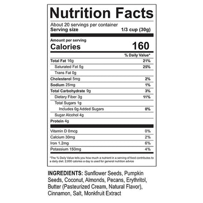 NuTrail Low Carb Keto Nut Granola, Cinnamon Pecan, 22 oz.