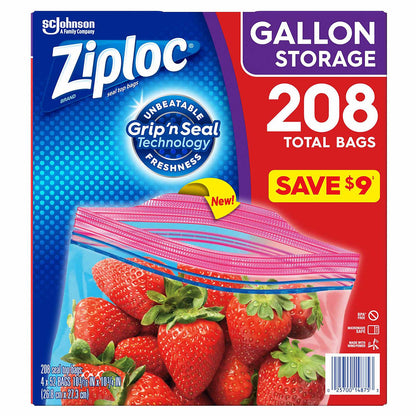 Ziploc Easy Open, Storage 1 Quart 48 Count Grip N Seal Technology Bags