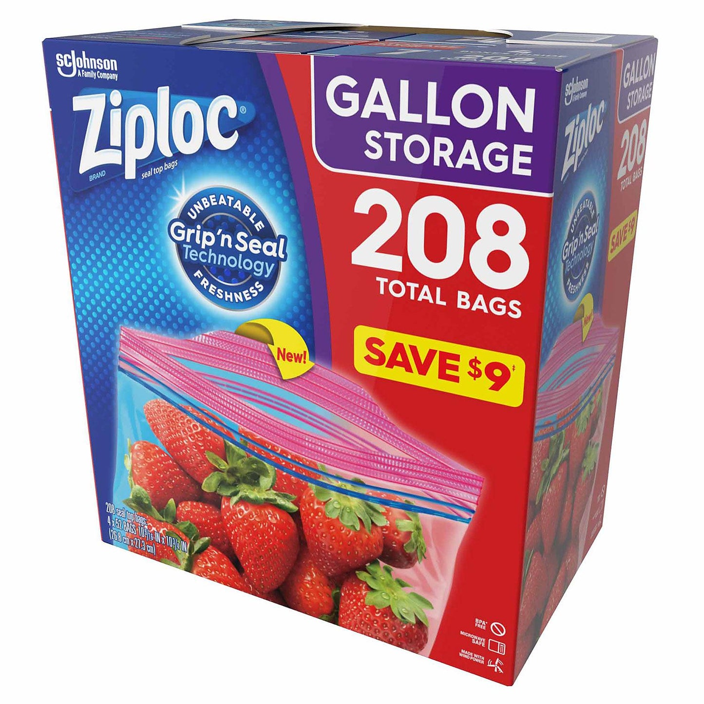 Ziploc Gallon Storage Bags with New Stay Open Design (208 ct