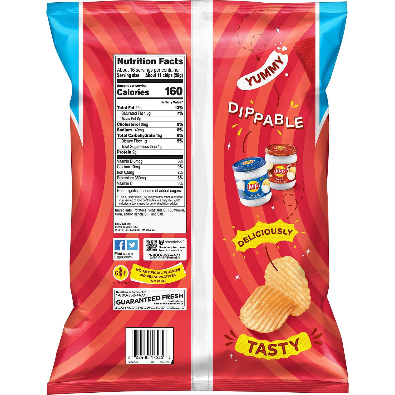   Fresh, Wavy Potato Chips, 11 Oz (Previously Happy Belly,  Packaging May Vary)