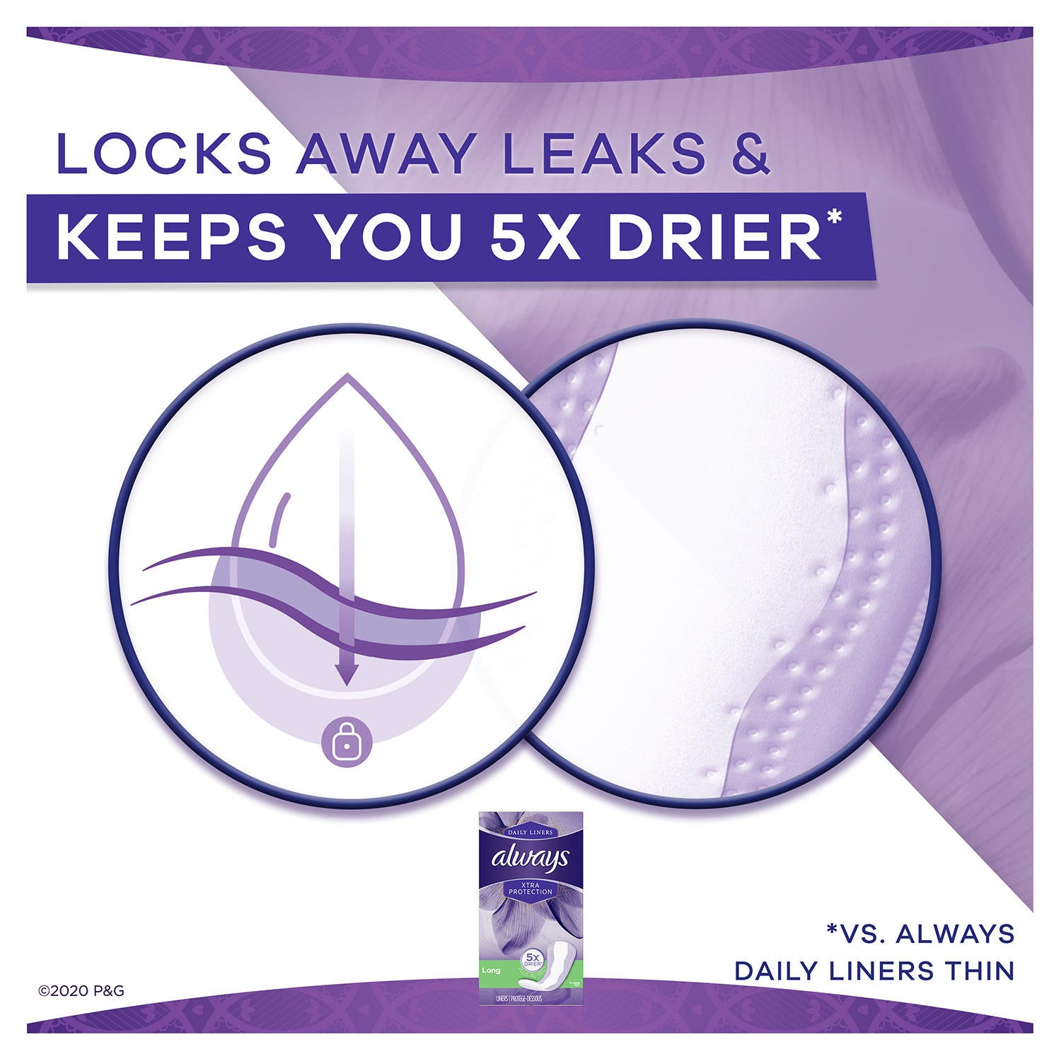 Always Anti-Bunch Xtra Protection, Panty Liners For Women, Light