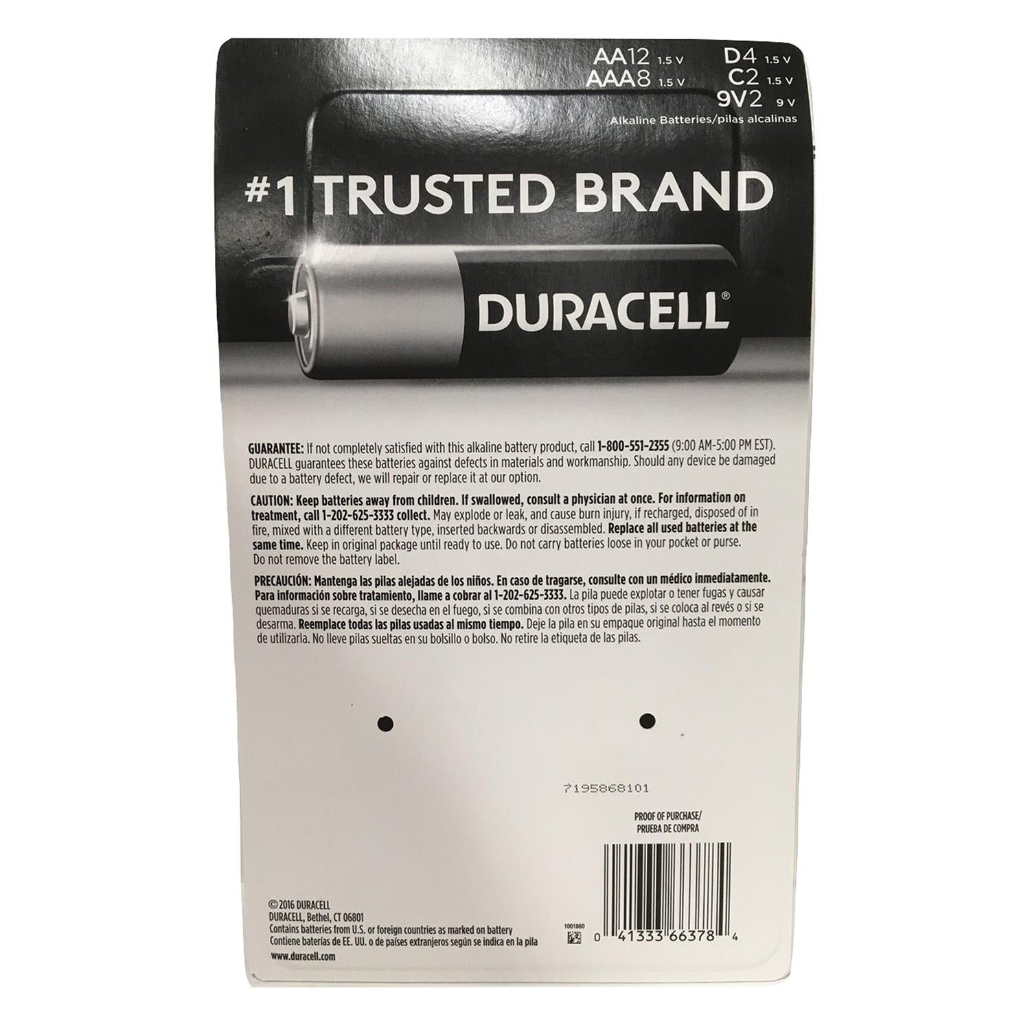 Duracell Coppertop Alkaline AA, AAA, C, D, and 9V Batteries