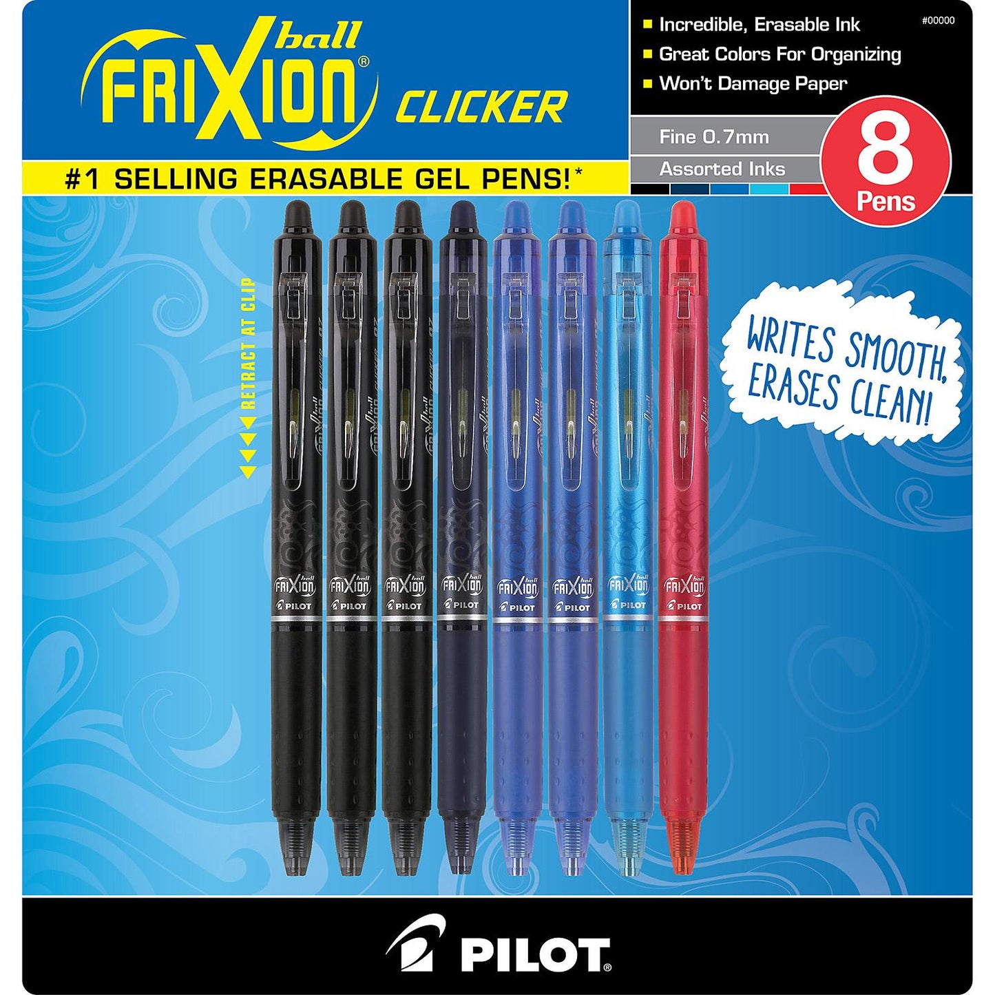Pilot Frixion Ball Gel Pens, Erasable, Fine Point - 8 pack