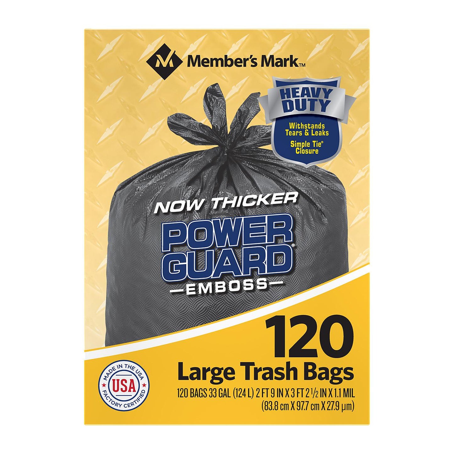 Member's Mark Power Guard Large Trash Simple Tie Trash Bags (33 gal., – My  Kosher Cart