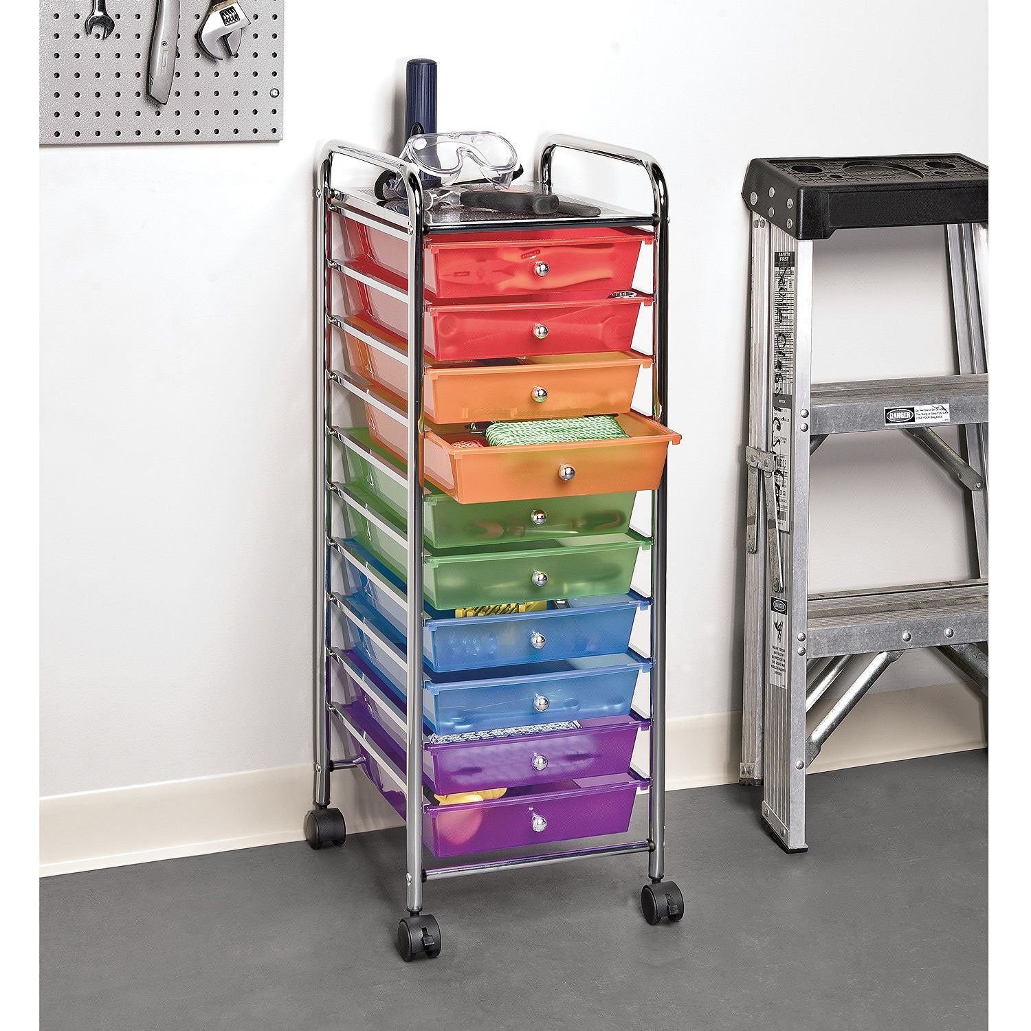 Seville Classics 10-Drawer Organizer Cart Multi Color