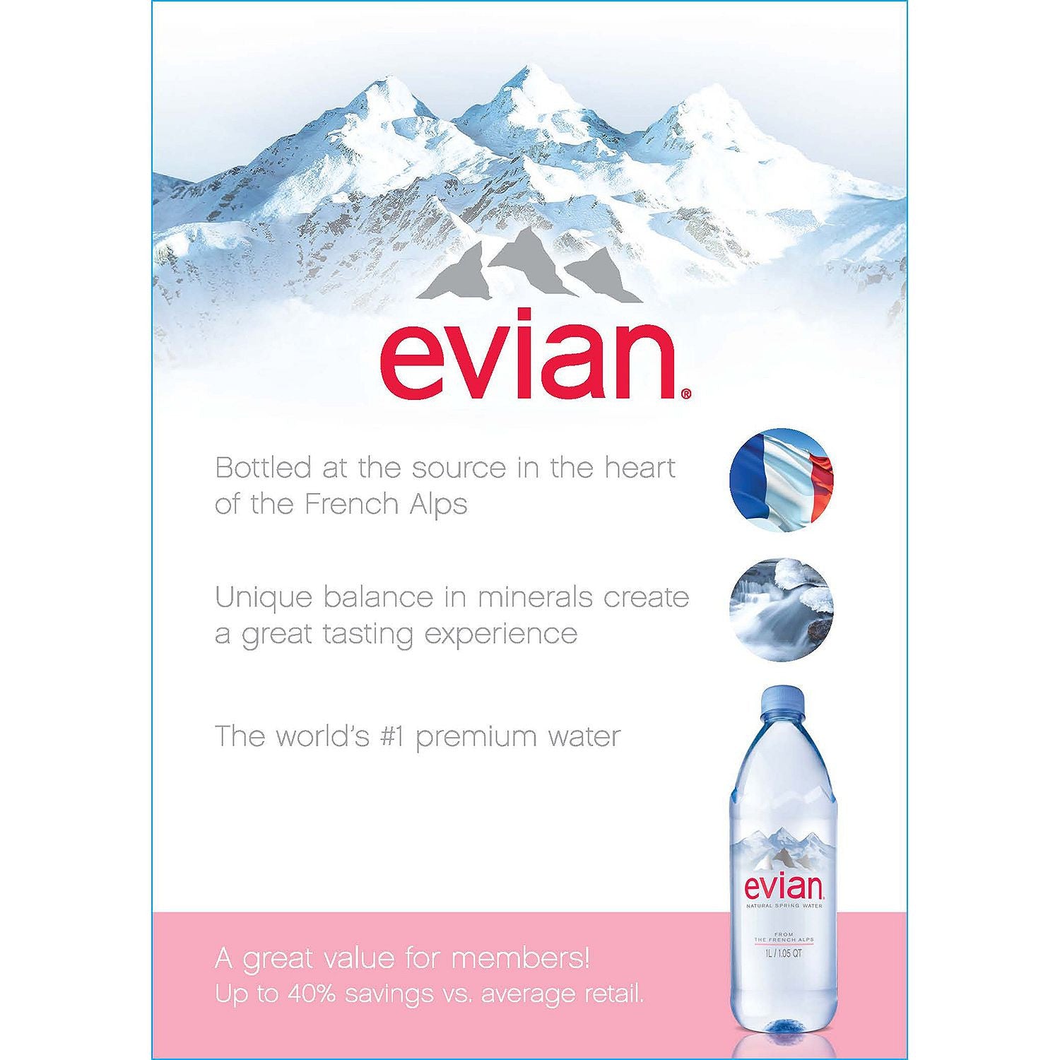 Evian Natural Spring Water (1 L, 12 pk.) – My Kosher Cart