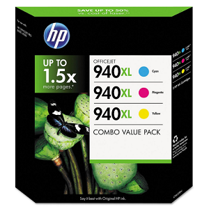 HP 940XL Original Ink Cartridge, Cyan/Magenta/Yellow (3 pk., 1,400 Page Yield)