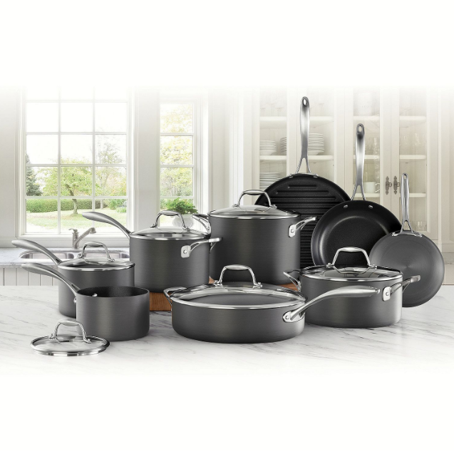 Member Mark 15 Piece Hard Anodized Aluminum Cookware Set With 7-Piece  Kitchen Tools Set