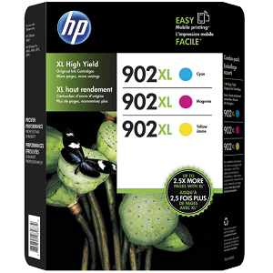 HP 902XL High-Yield Cyan, Magenta, Yellow Original Ink Cartridge, 3/Pk